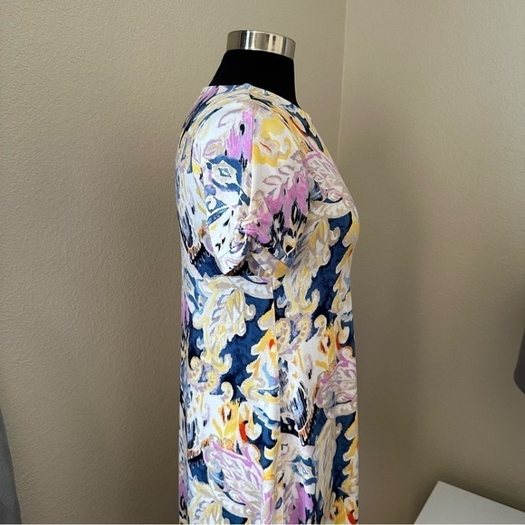 Chico's Floral Multicolor Twist Sleeve Jersey Knit T Shirt Mini Dress Size S - Picture 12 of 13